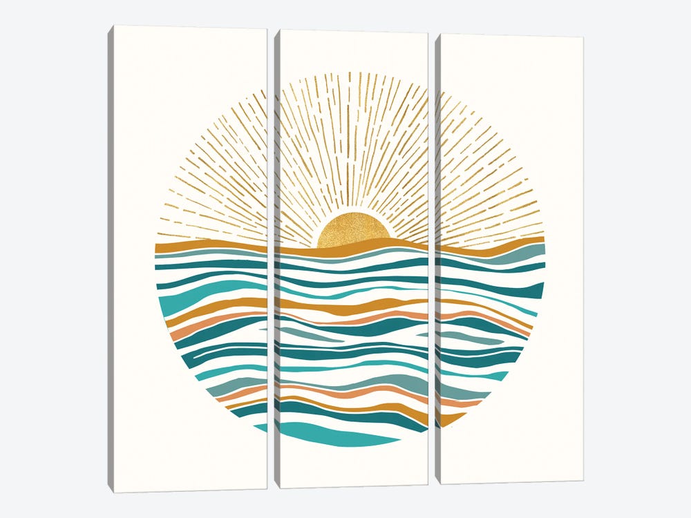 The Sun and The Sea II by Modern Tropical 3-piece Canvas Wall Art