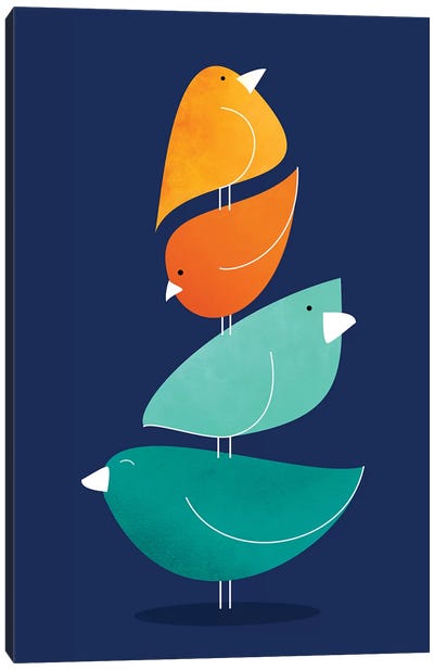 Bird Stack I Canvas Art Print - Art for Tweens