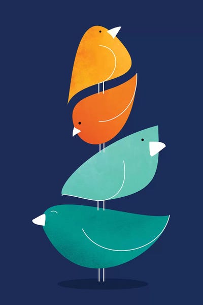 Mid-Century Modern Animals: Bird Stack I by Modern Tropical