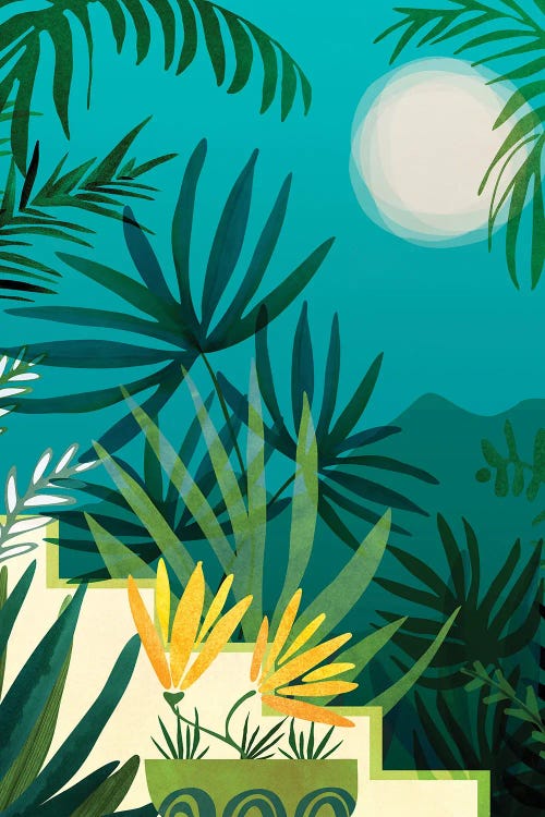Rainforest With Moonlight by Modern Tropical wall art