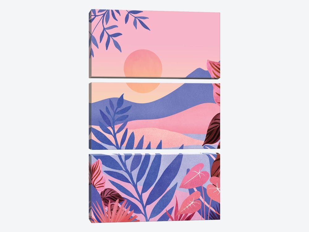 Hawaiian Sunset by Modern Tropical 3-piece Canvas Art