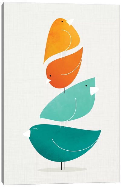 Bird Stack II Canvas Art Print - Scandinavian Décor