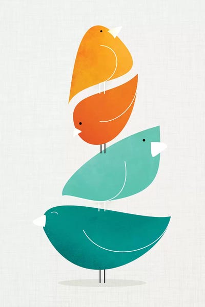 Mid-Century Modern Animals: Bird Stack II by Modern Tropical