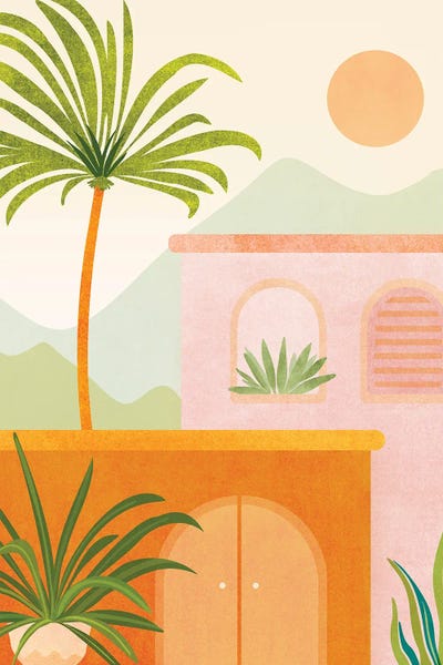 Tropical Mountain Village by Modern Tropical framed wall art