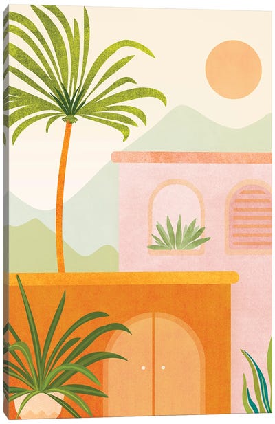 Tropical Mountain Village Canvas Art Print - Modern Tropical