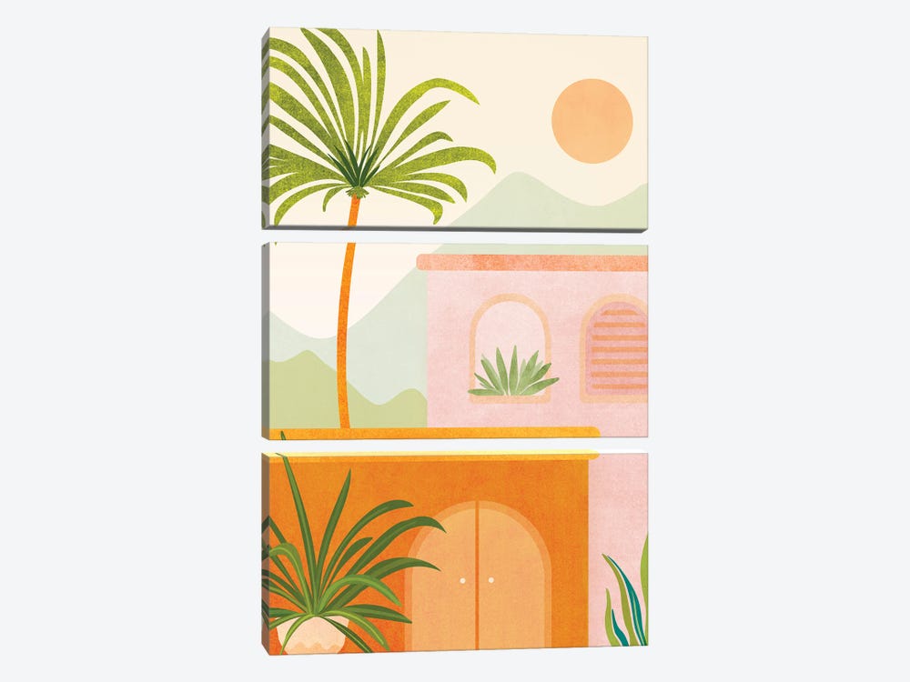 Tropical Mountain Village by Modern Tropical 3-piece Canvas Art Print
