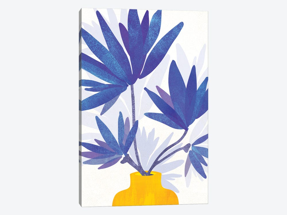Indigo Blooms by Modern Tropical 1-piece Canvas Wall Art