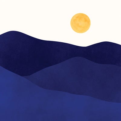 Indigo Mountain Landscape by Modern Tropical framed wall art