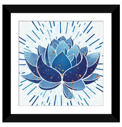 Blooming Indigo Lotus Paper Art Print - Modern Tropical