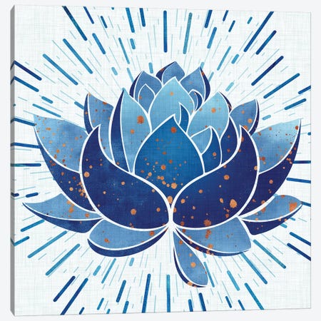 Blooming Indigo Lotus Canvas Print #MTP19} by Modern Tropical Canvas Print