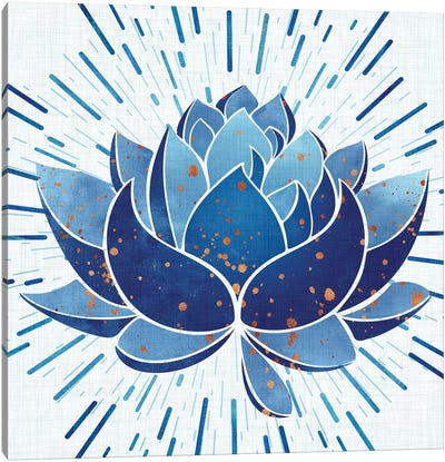 Blooming Indigo Lotus Canvas Art Print - Lotuses