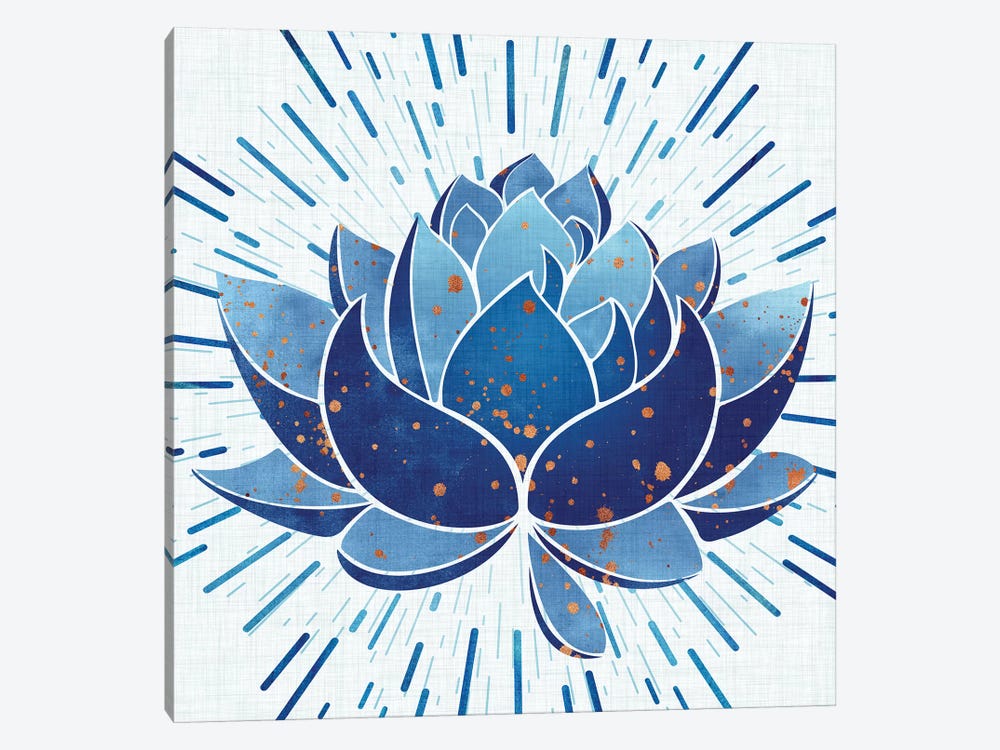Blooming Indigo Lotus by Modern Tropical 1-piece Canvas Artwork