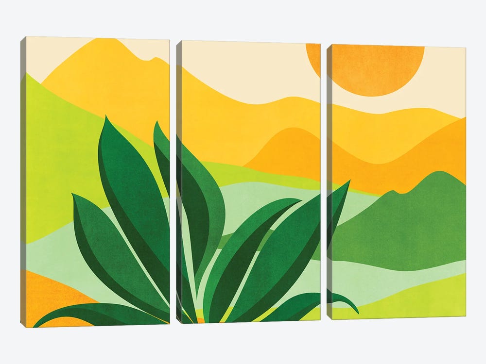 Peaceful Mountain Paradise by Modern Tropical 3-piece Canvas Wall Art