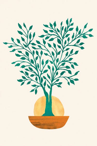 Emerald Abstract Sunset by Modern Tropical canvas print