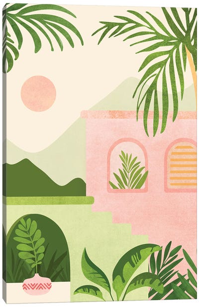 Mountain Villa Canvas Art Print - Modern Tropical