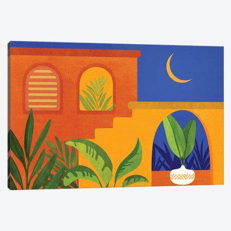 Moonlight Villa Canvas Print #MTP218} by Modern Tropical Art Print