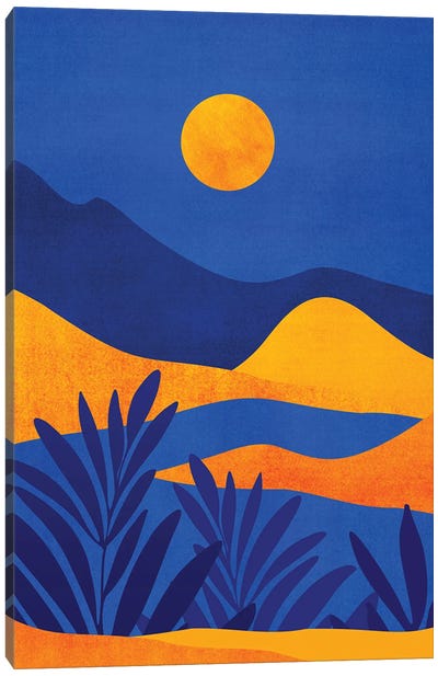 Moonrise Mountains Canvas Art Print - Modern Tropical
