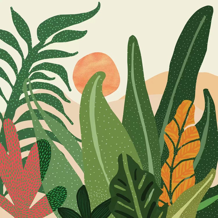 Desert Garden Sunset Canvas Print by Modern Tropical | iCanvas