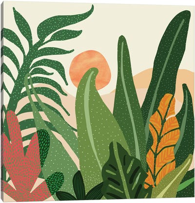 Desert Garden Sunset Canvas Art Print - Minimalist Nursery