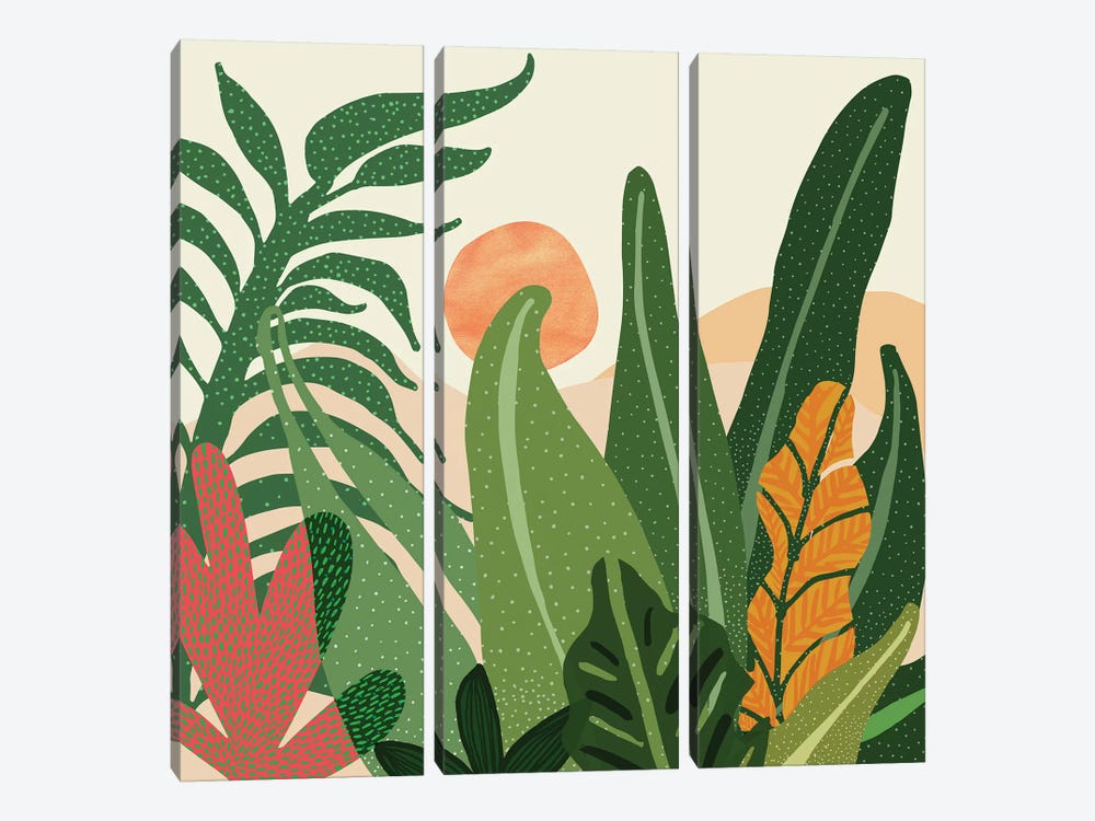 Desert Garden Sunset 3-piece Canvas Art Print