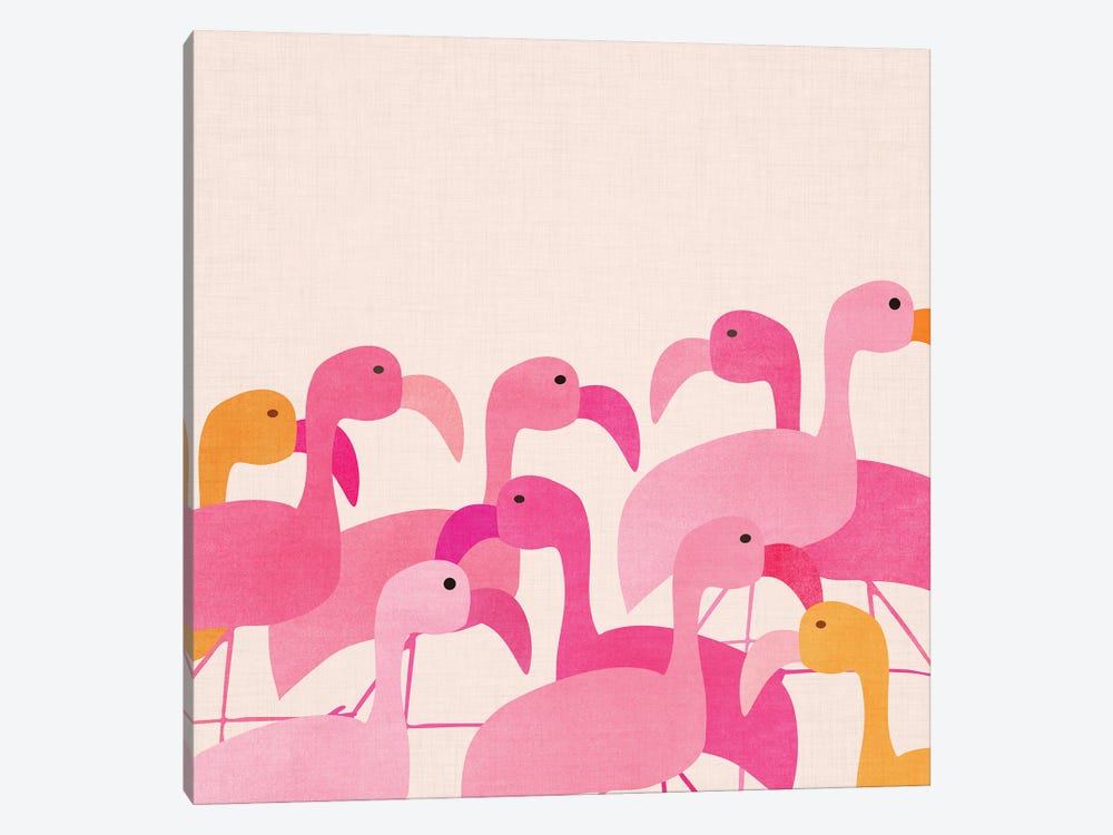 Florida Flamingos by Modern Tropical 1-piece Canvas Print