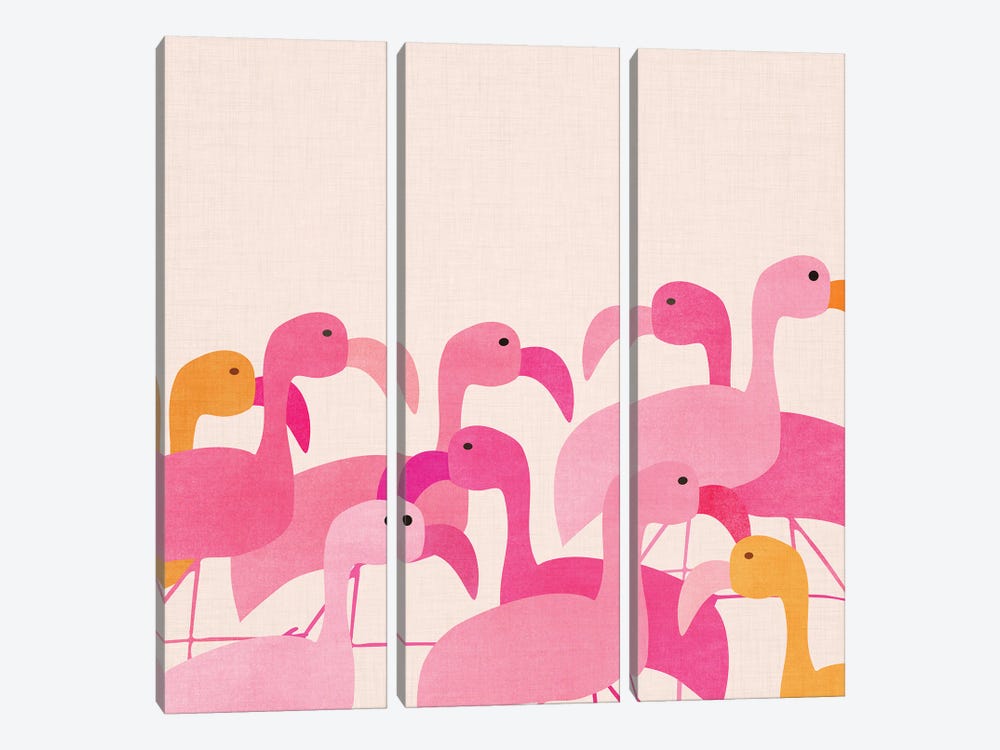 Florida Flamingos by Modern Tropical 3-piece Canvas Art Print