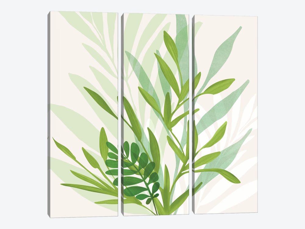 Wild Greenery by Modern Tropical 3-piece Canvas Art Print