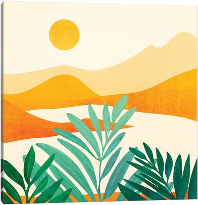 Golden Alpine Sunset Canvas Art Print - Modern Tropical