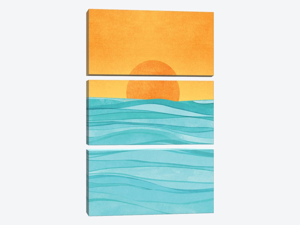 Coastal Sunset by Modern Tropical 3-piece Canvas Art
