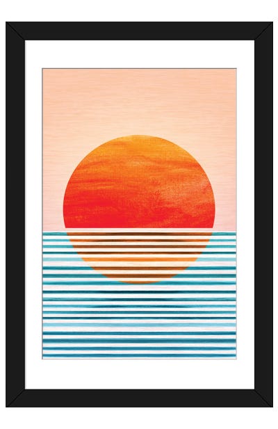 Geometric Minimalist Sunset Paper Art Print - Modern Tropical