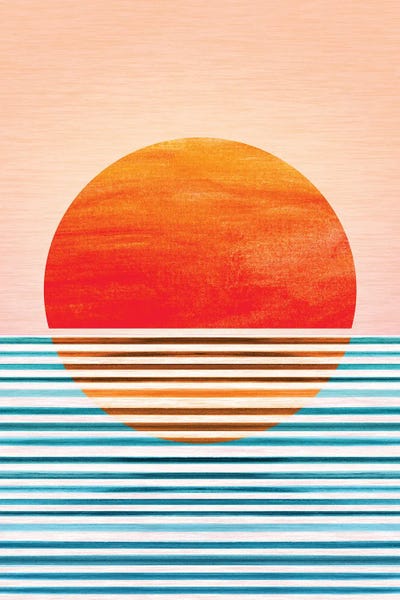 Tropical Living Room: Geometric Minimalist Sunset by Modern Tropical