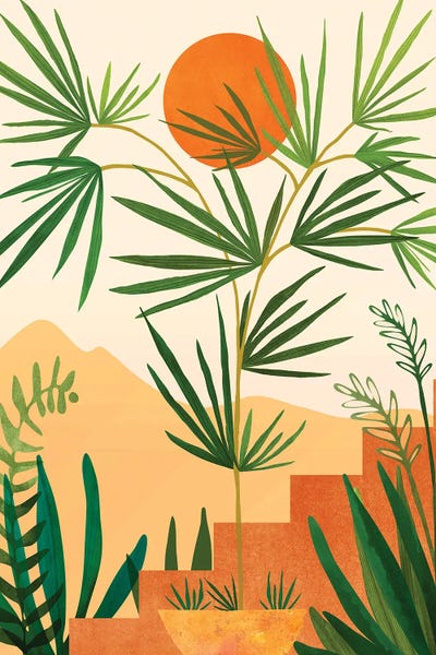 Tropical Leaves: Harvest Moon Landscape by Modern Tropical