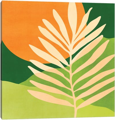 Sunny Palm Frond Canvas Art Print - Modern Tropical