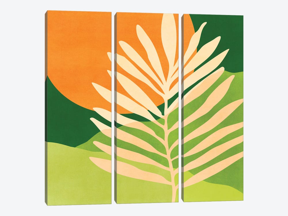 Sunny Palm Frond by Modern Tropical 3-piece Canvas Print