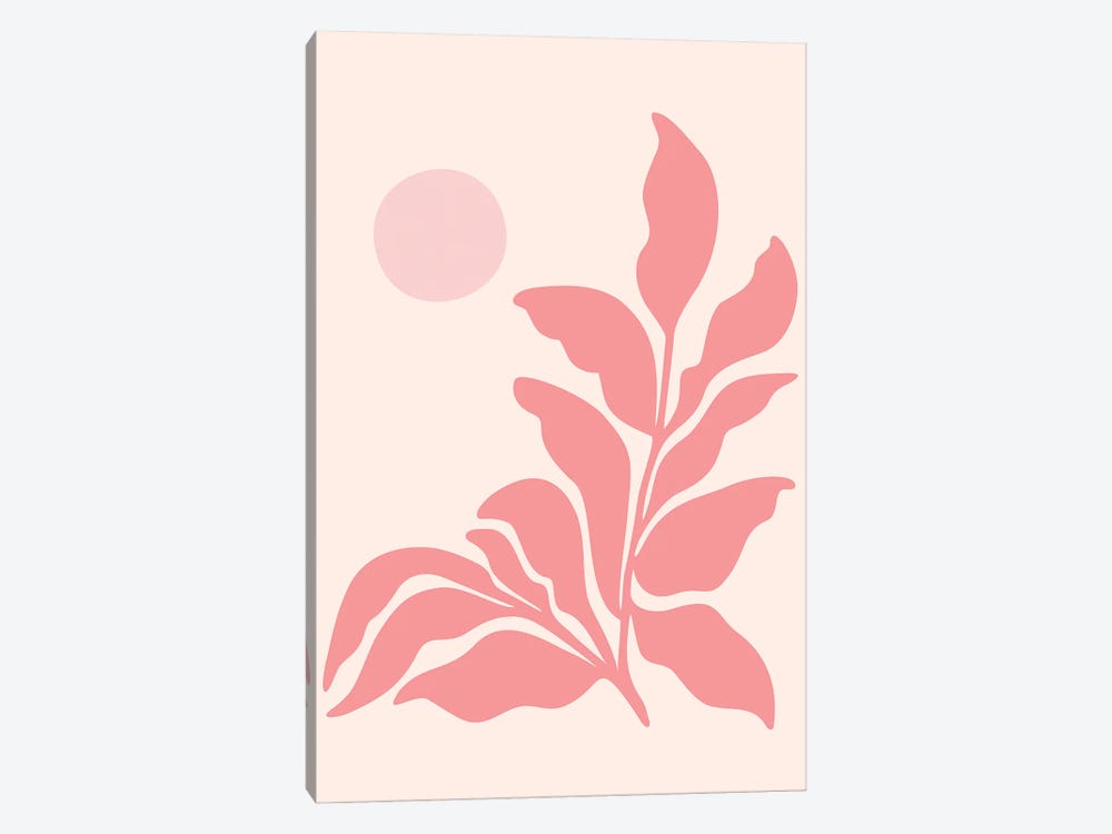 Retro Pink Garden by Modern Tropical 1-piece Canvas Art