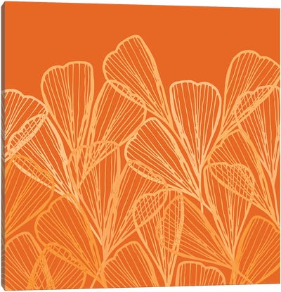 Coastal Orange Floral Canvas Art Print - Modern Tropical