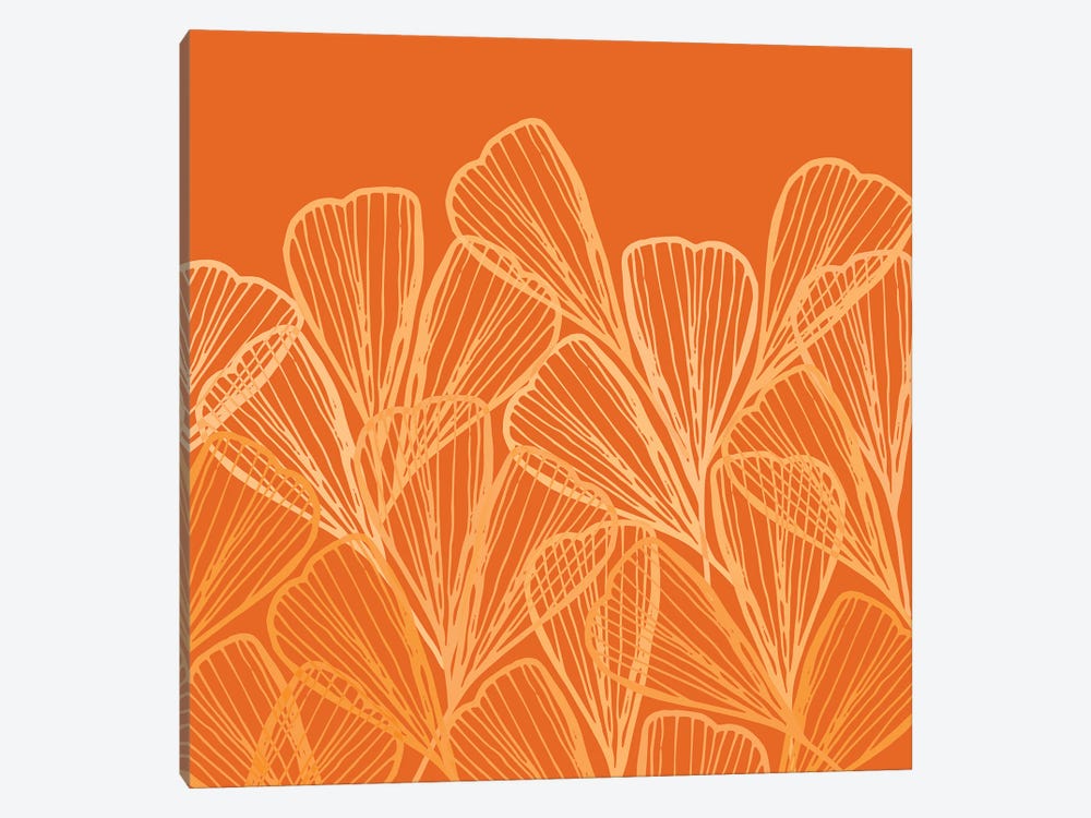 Coastal Orange Floral by Modern Tropical 1-piece Canvas Artwork