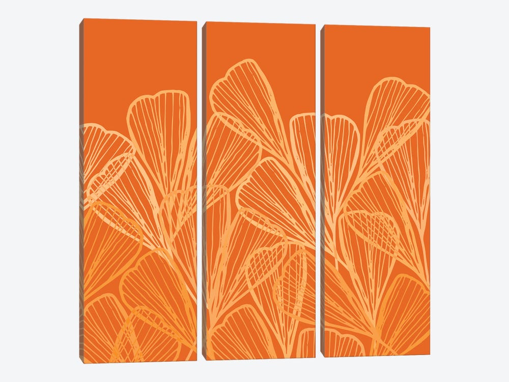 Coastal Orange Floral by Modern Tropical 3-piece Canvas Artwork