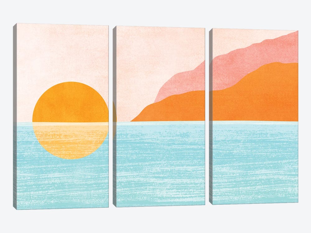 Island Sunset by Modern Tropical 3-piece Canvas Print