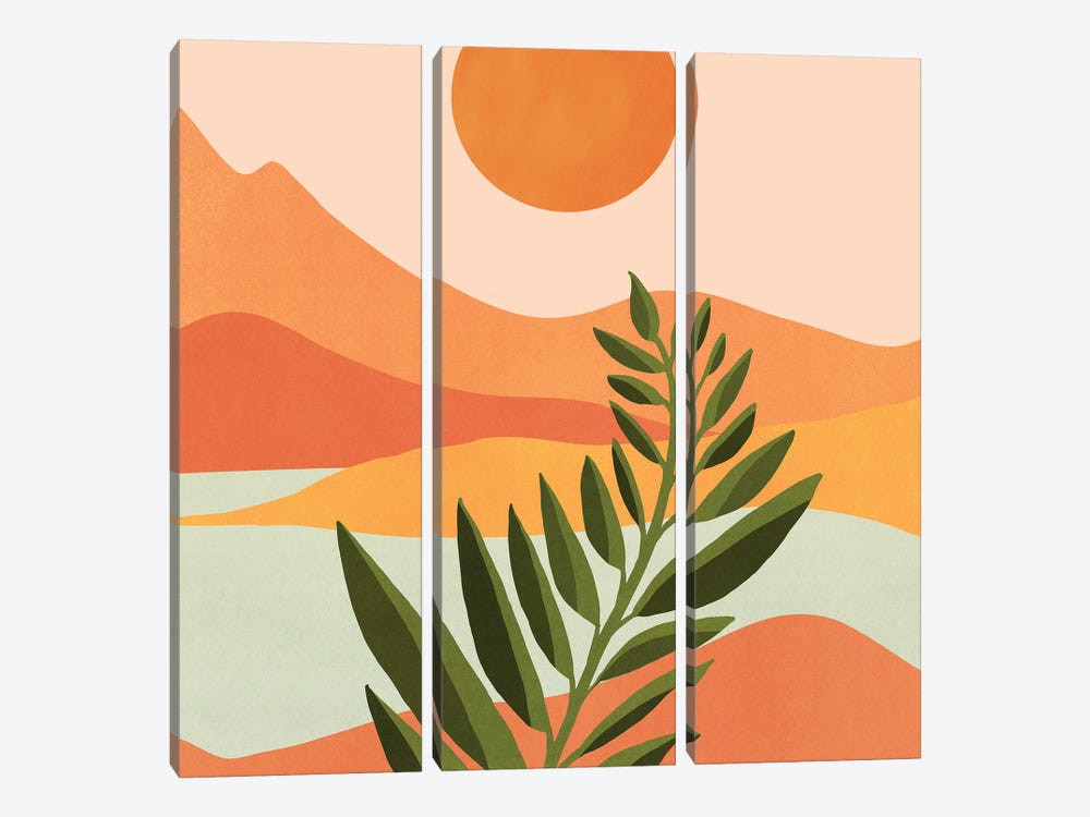 Western Mountain Landscape by Modern Tropical 3-piece Canvas Art Print