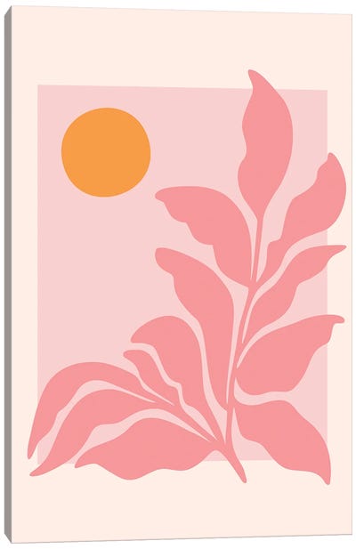 Sunny Pink Garden Canvas Art Print - Modern Tropical