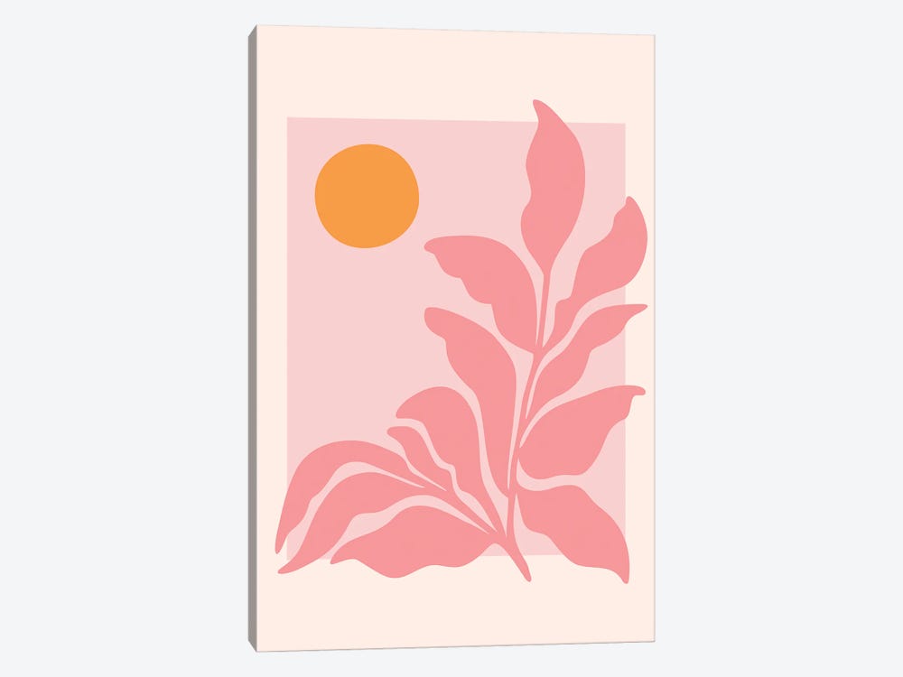 Sunny Pink Garden by Modern Tropical 1-piece Canvas Wall Art