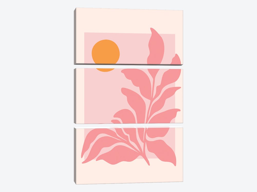 Sunny Pink Garden by Modern Tropical 3-piece Canvas Art