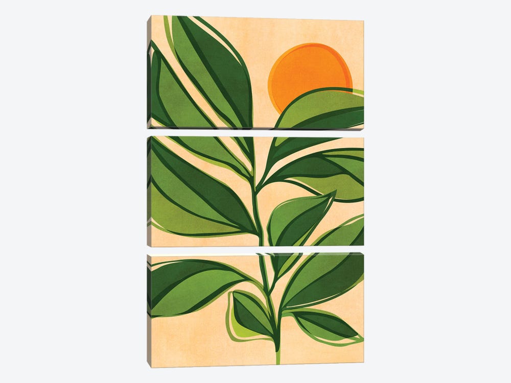 Golden Forest Sunset by Modern Tropical 3-piece Canvas Print