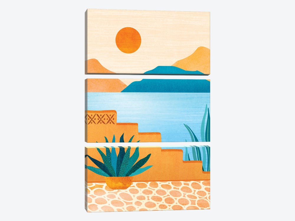 Baja Sunset Landscape by Modern Tropical 3-piece Canvas Wall Art