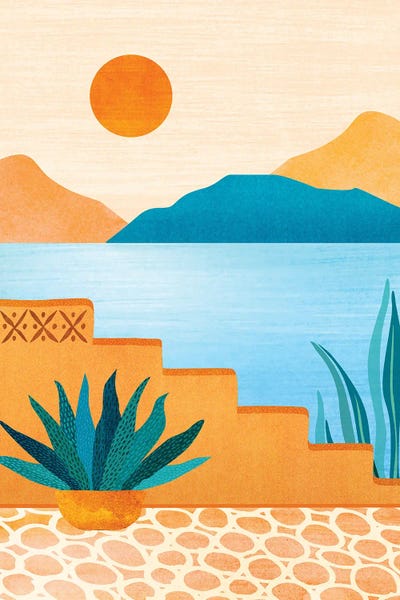 Mountain Sunrises & Sunsets: Baja Sunset Landscape by Modern Tropical