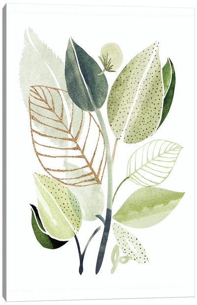 Spring Botanical Collage Canvas Art Print - Modern Tropical