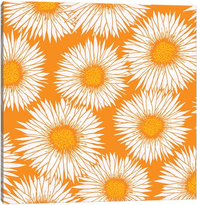 Orange Sunflowers Canvas Art Print - Modern Tropical