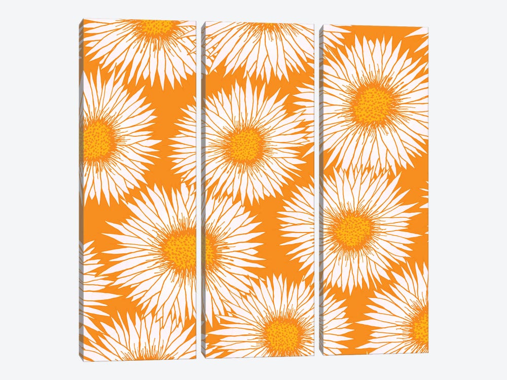 Orange Sunflowers by Modern Tropical 3-piece Canvas Artwork