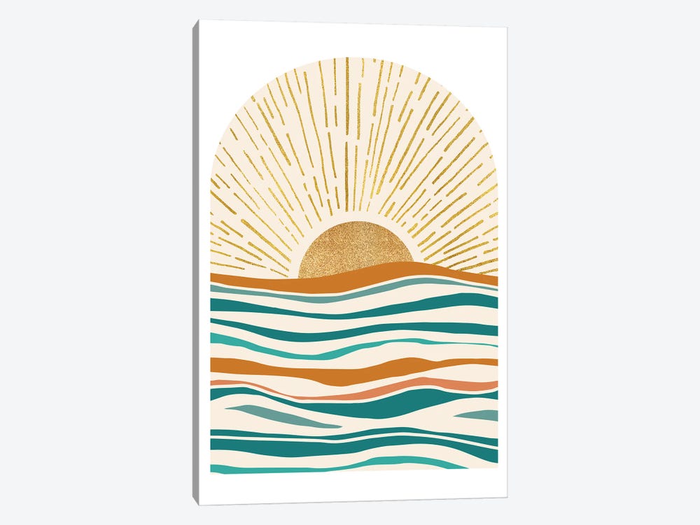Golden Summer Sunset by Modern Tropical 1-piece Canvas Art Print